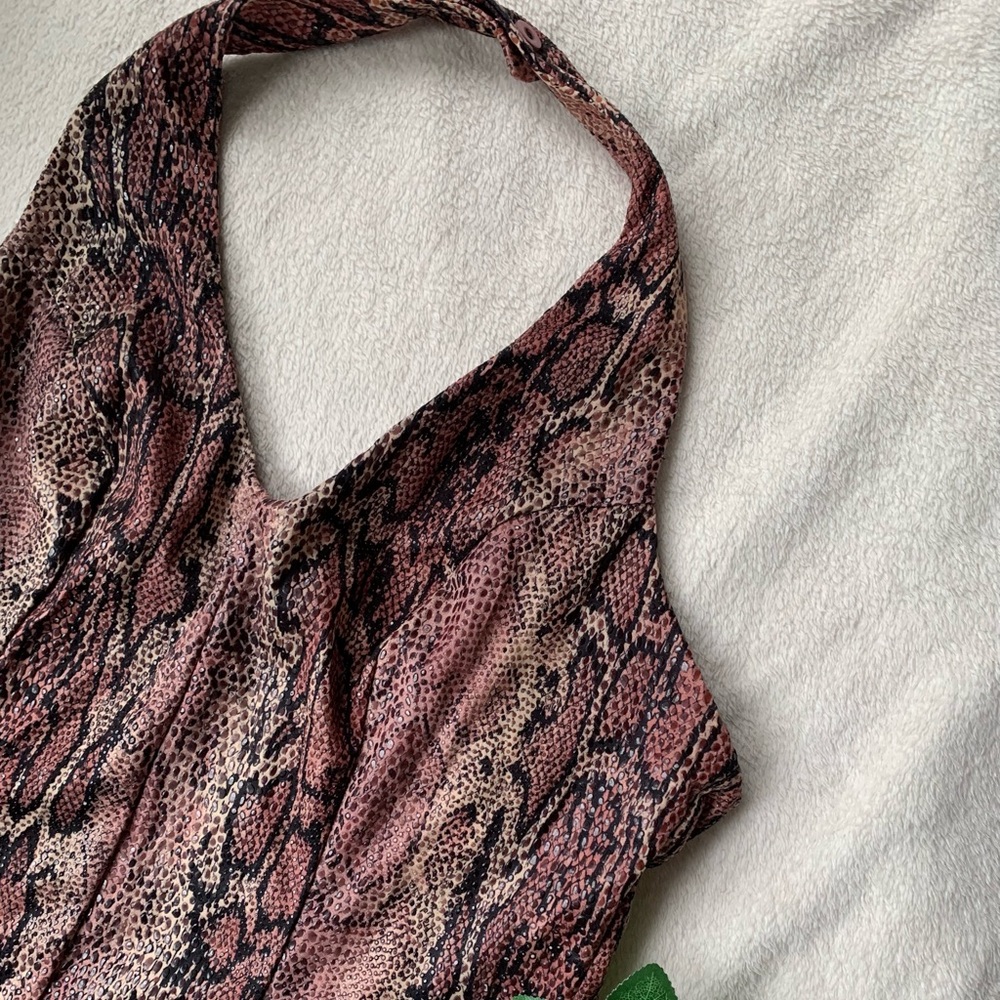 Pelican Cove 90s Snakeskin Bodycon Halter Dress